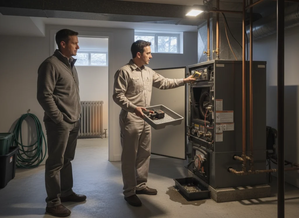 Technician explains boiler replacement warning signs in a Bainbridge Island WA home